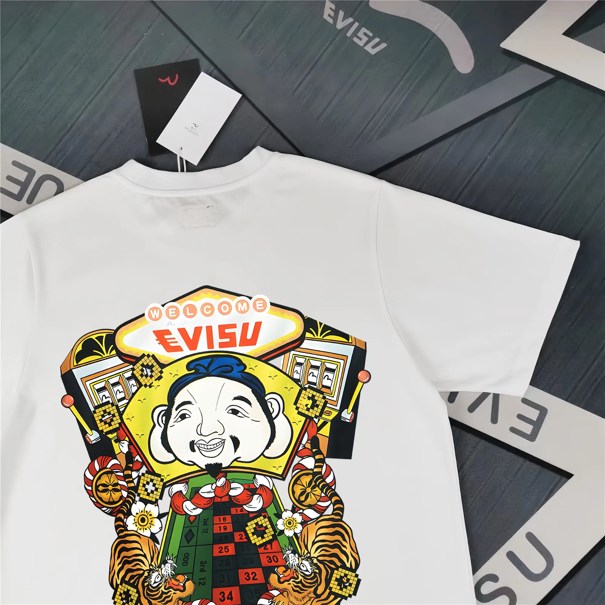 Evisu 2025New Arrival T ⚠ Quality⚠ Same Style T 。 ，Black S-XXL，White S-XXL，Gray M-XXL，Red S-XXL， Red M-XXL